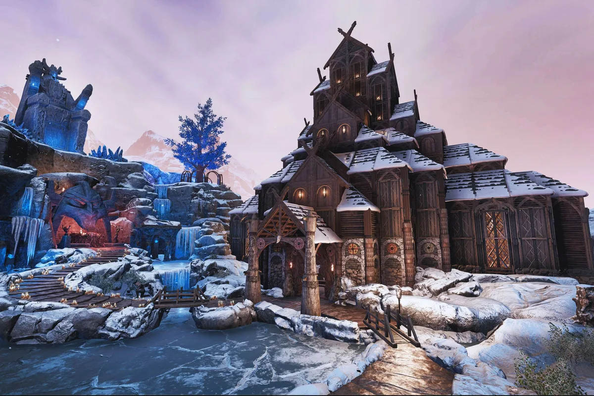 Environnement de Conan Exiles Enhanced illustrant les améliorations graphiques
